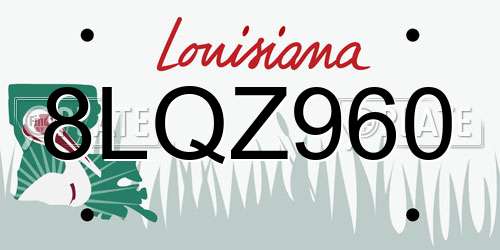 8LQZ960 Louisiana License Plate