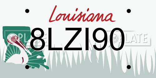 8LZI90 Louisiana License Plate