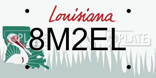 8M2EL Louisiana License Plate