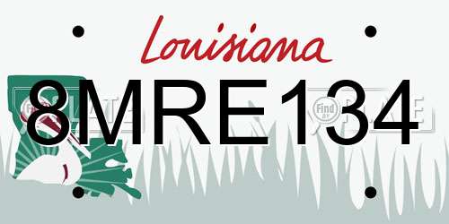 8MRE134 Louisiana License Plate