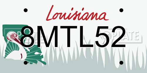 8MTL52 Louisiana License Plate