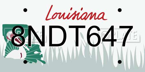 8NDT647 Louisiana License Plate