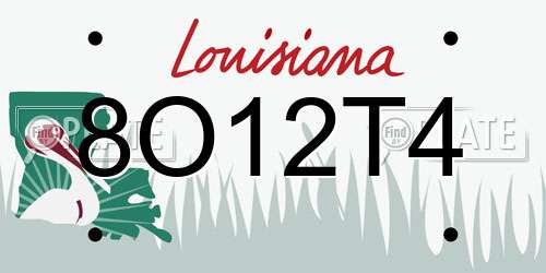 8O12T4 Louisiana License Plate