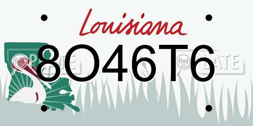 8O46T6 Louisiana License Plate