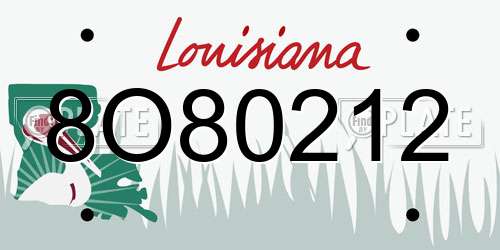 8O80212 Louisiana License Plate