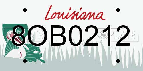 8OB0212 Louisiana License Plate