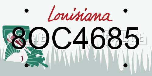 8OC4685 Louisiana License Plate