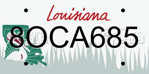 8OCA685 Louisiana License Plate
