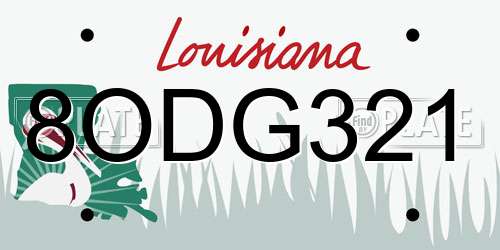8ODG321 Louisiana License Plate