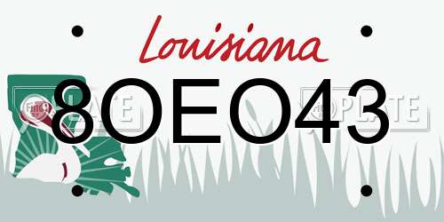 8OEO43 Louisiana License Plate