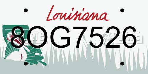 8OG7526 Louisiana License Plate