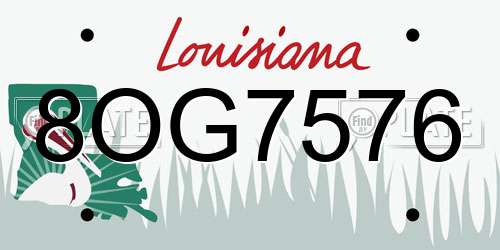 8OG7576 Louisiana License Plate