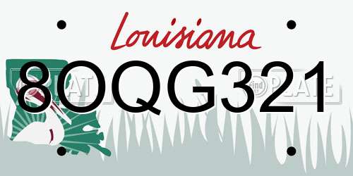 8OQG321 Louisiana License Plate