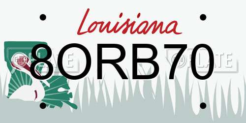 8ORB70 Louisiana License Plate