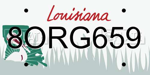 8ORG659 Louisiana License Plate