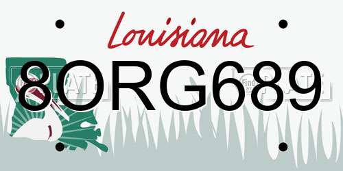 8ORG689 Louisiana License Plate