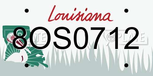 8OS0712 Louisiana License Plate
