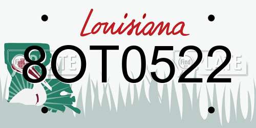 8OT0522 Louisiana License Plate