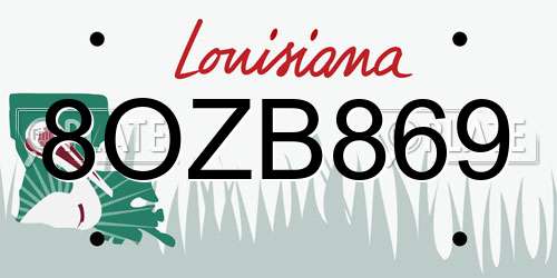 8OZB869 Louisiana License Plate