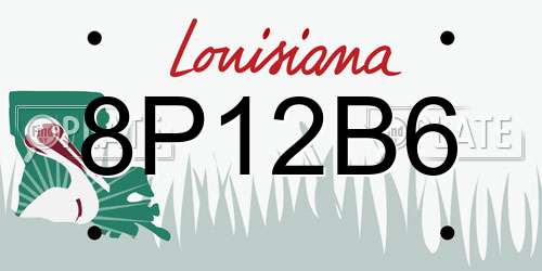 8P12B6 Louisiana License Plate