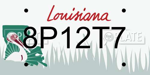 8P12T7 Louisiana License Plate