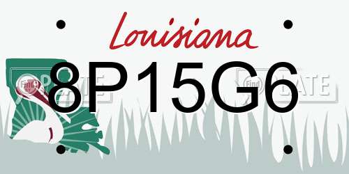 8P15G6 Louisiana License Plate