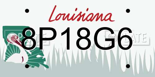 8P18G6 Louisiana License Plate