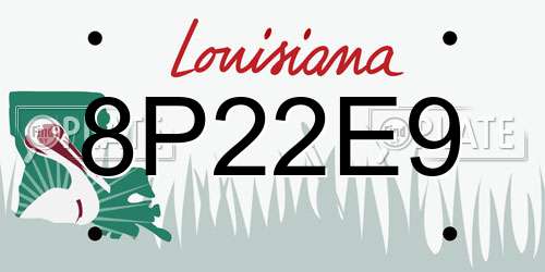 8P22E9 Louisiana License Plate