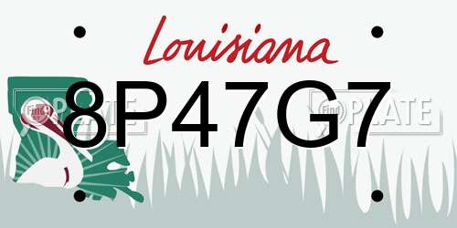 8P47G7 Louisiana License Plate