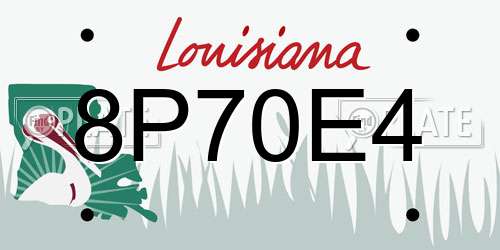 8P70E4 Louisiana License Plate