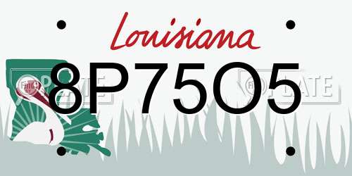 8P75O5 Louisiana License Plate