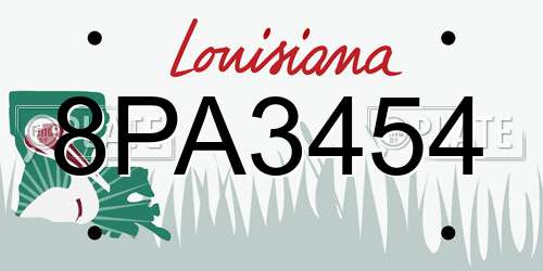 8PA3454 Louisiana License Plate