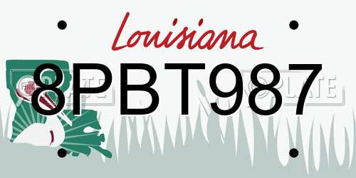 8PBT987 Louisiana License Plate