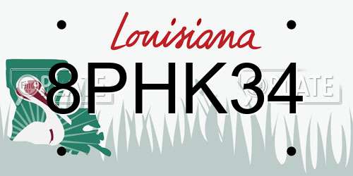 8PHK34 Louisiana License Plate