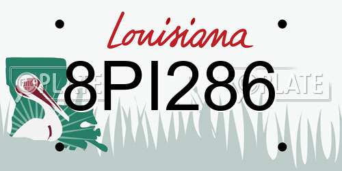 8PI286 Louisiana License Plate
