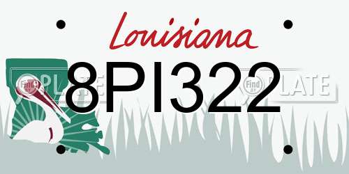 8PI322 Louisiana License Plate
