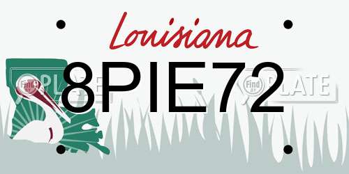 8PIE72 Louisiana License Plate