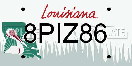 8PIZ86 Louisiana License Plate