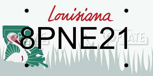 8PNE21 Louisiana License Plate