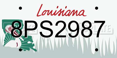 8PS2987 Louisiana License Plate
