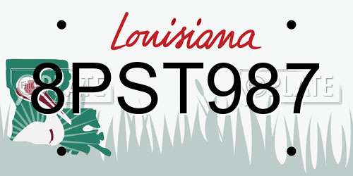 8PST987 Louisiana License Plate