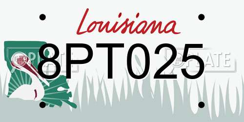 8PT025 Louisiana License Plate