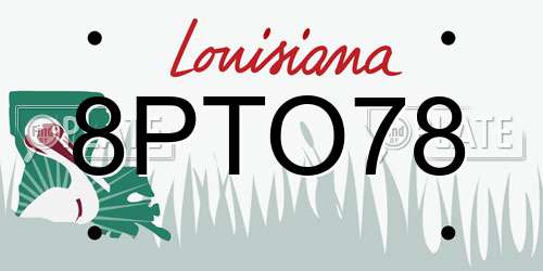 8PTO78 Louisiana License Plate