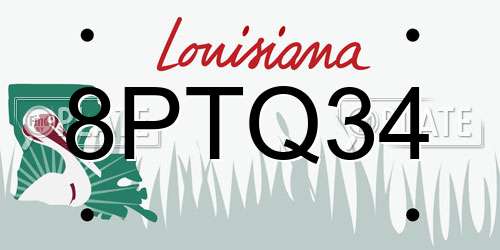 8PTQ34 Louisiana License Plate