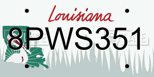 8PWS351 Louisiana License Plate