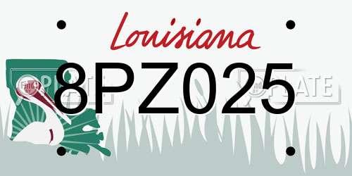 8PZ025 Louisiana License Plate