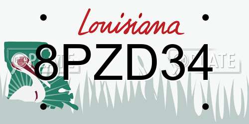 8PZD34 Louisiana License Plate