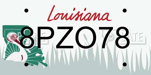 8PZO78 Louisiana License Plate