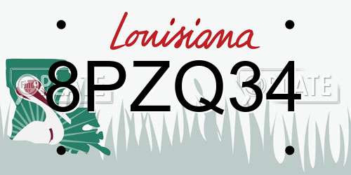 8PZQ34 Louisiana License Plate