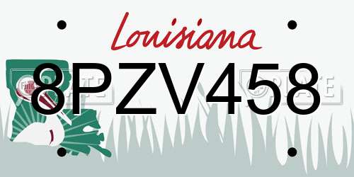 8PZV458 Louisiana License Plate